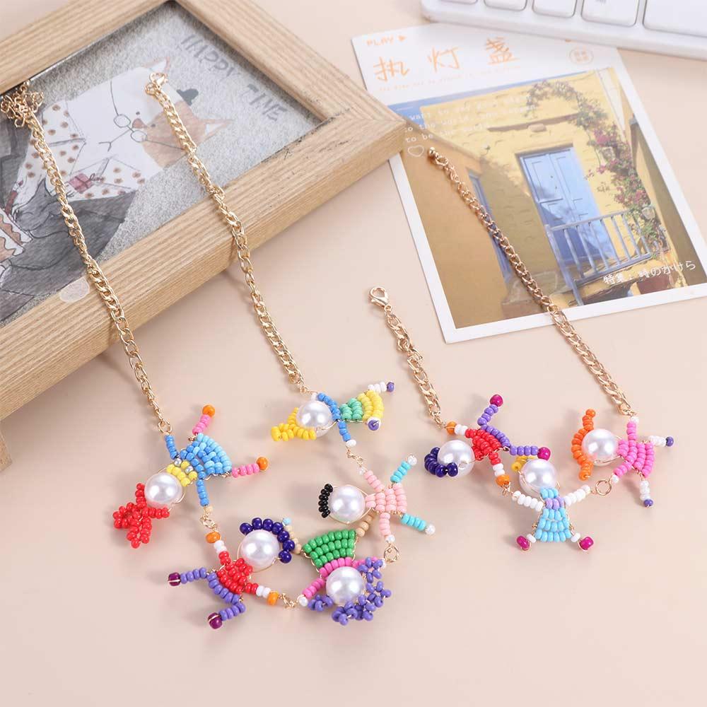 Pearl Character Bracelet Trendy Cute Cartoon Necklace Jewelry Childishness Jewelry Set  Girls