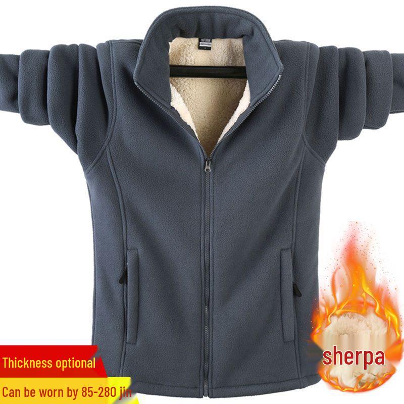 Plus Size Velvet Lined Hoodie for Men - Thick and Warm Lamb Fleece Sports Jacket for Autumn/Winter