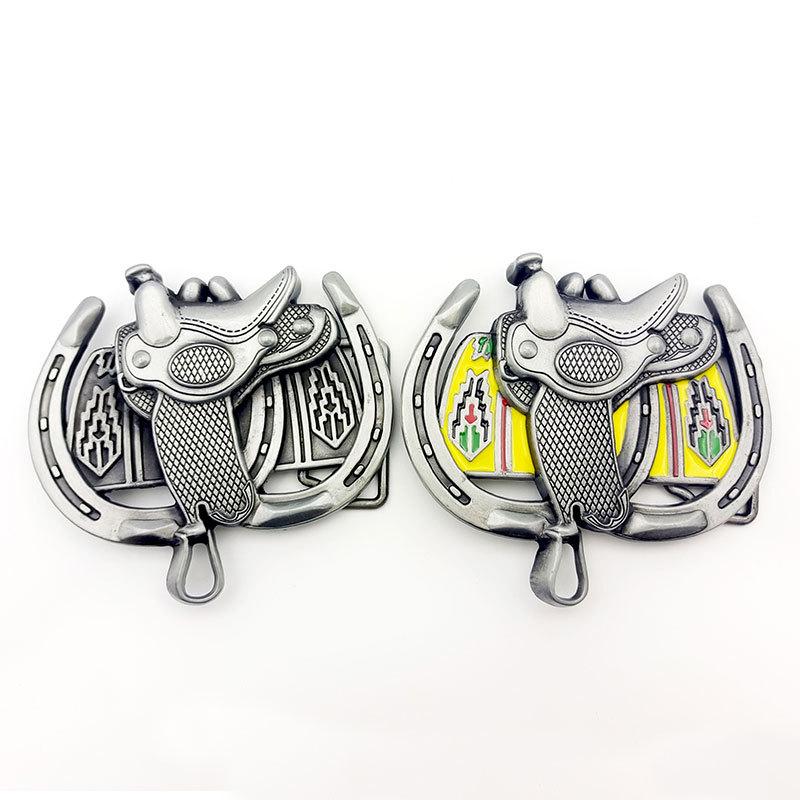 Western Cowboy Zinc Alloy Saddle Belt Buckle - Large, Fashionable, Smooth, Unique Design