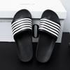 Summer Mens Black and White Striped Flat Slippers Casual Sandal Comfort with Style Shoes