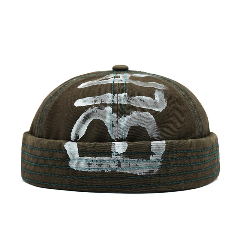 Letter Printing Docker Cap Without Visor Adjustable Brimless Caps Vintage Beanie Hat Retro Cotton Street Cool New Style Hip Hop