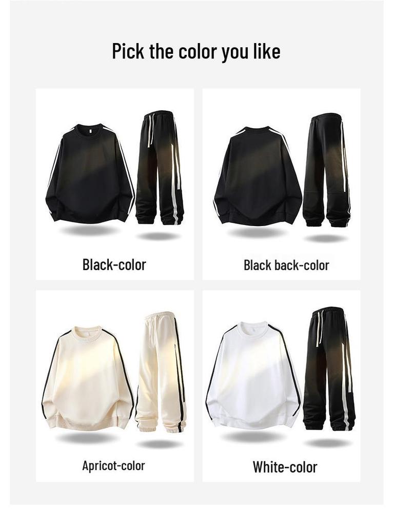 Men's Trendy Loose Fit Autumn Sweatshirt & Pants Two-Piece Set - Casual Long Sleeve Matching Outfit