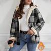 Ladies' Loose Comfortable Casual Fashionable Zipper Hooded Plaid Printed Jacket