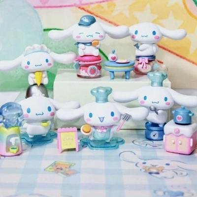 Originální MINISO Sanrio Slepá krabička Cinnamoroll Série Kuchařská chýše TidePlay Ozdoby Model KawaiiAnime Panenka Dekorace Dětská hračka Dárek