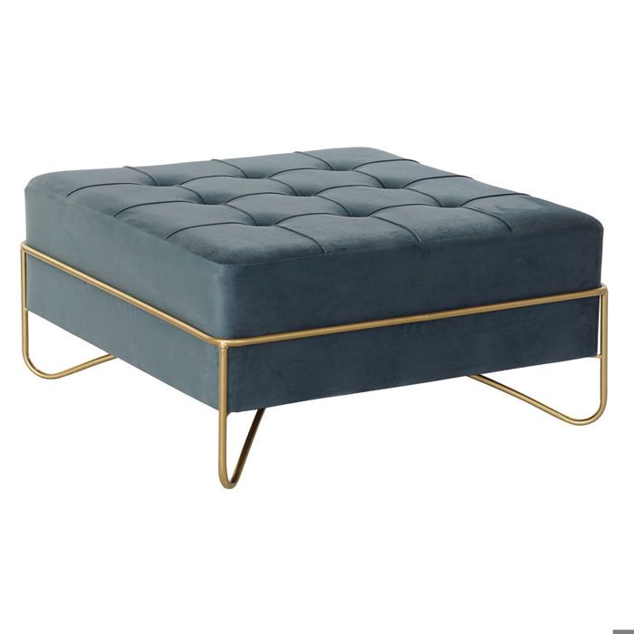 Banc Banquette - DKD Home Decor - Métal, Polyester, Velours - Bleu/doré - Design Contemporain - Intérieur