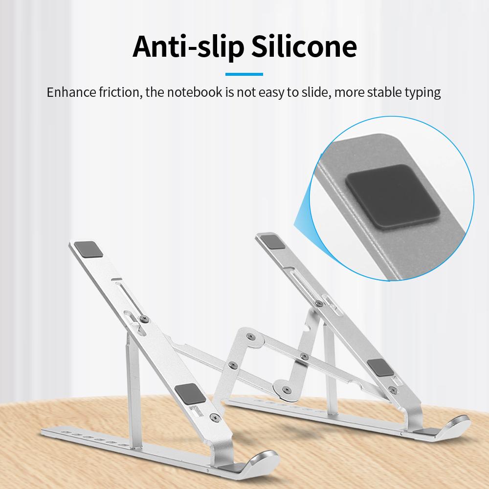 7 level Adjustable Laptop Stand Portable Aluminum Alloy Laptop Stand Foldable Non slip Notebook Holder Silver