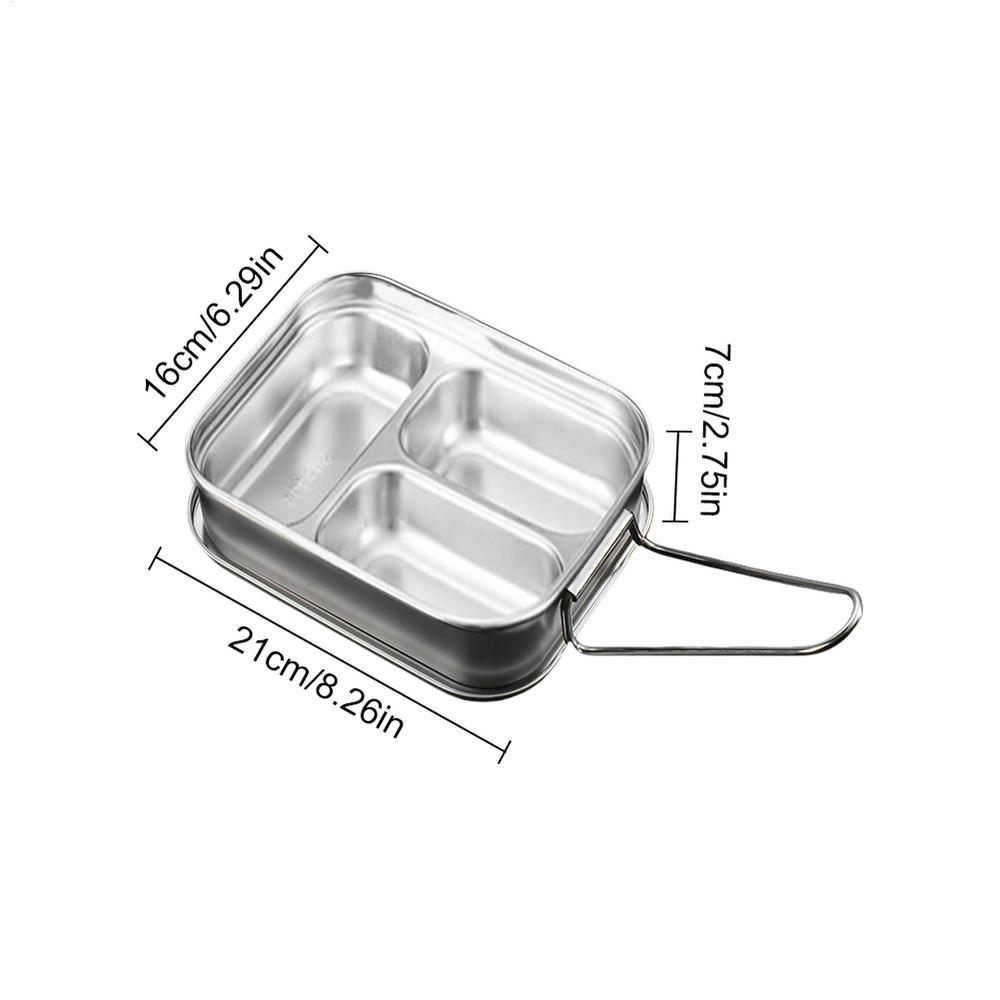 Lunch Box Stainless Steel Double Layers Stainless Steel Lunchbox With 3 Compartments Large Capacity Condiment Container Food