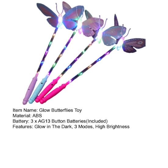 Glow Butterflies Stick Glow in The Dark 3 Modes Adjustable Handheld High Brightness Battery Operated Colorful Light Up