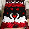 Romantisches Bettbezug-Set mit Schwanenmotiv, Kingsize, Wildtier-Bettbezug, Schmetterlings-Blumenmuster, Bettwäsche-Set für Valentinstag, Hochzeitsdeko