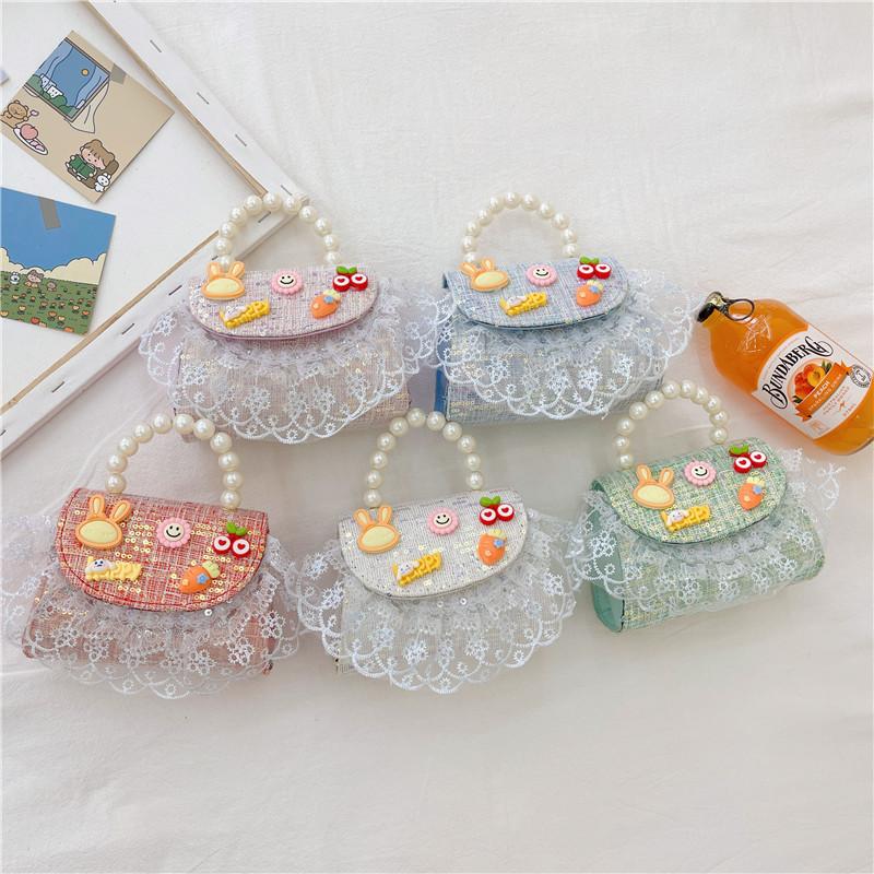 Girls Kids Shoulder Bag Made Of Fine Fiber With Cute Spliced Pattern