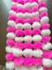 Artificial Marigold Fluffy Flowers Garlands For Decoration, White & Baby Pink