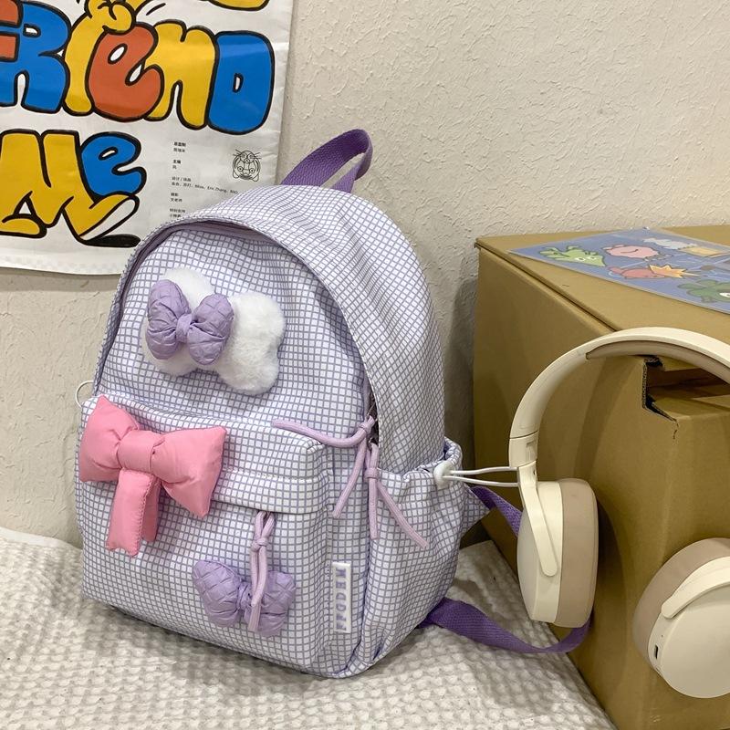 Schoolbag Japanese candy color sweet and fresh schoolgirl backpack ins wind cute bow soft sister travel small backpack
