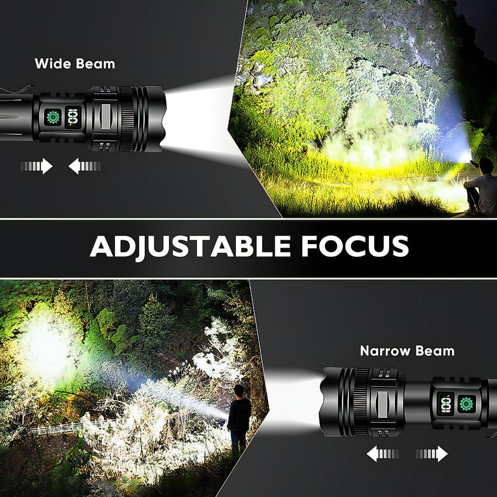 Flashlights Rechargeable 900000 High Lumens, LED Handheld Flashlights with Power Display, Super Bright Tactical Flashlight