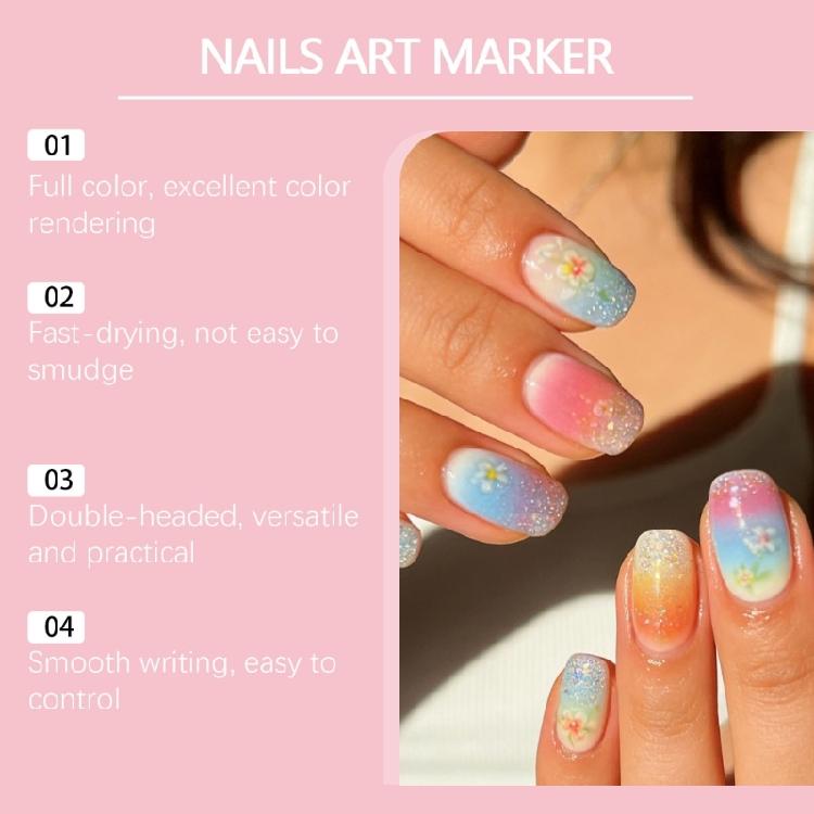 1Box Professional Nail Drawing Tool Bright Color Nail Point Graffiti Dotting Pen for Simple DIY Manicure Beginner