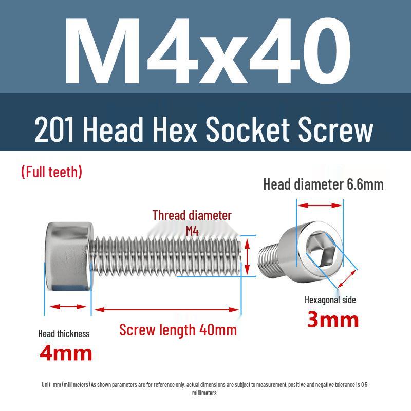 Yigu 201 Stainless Steel Cup Head Hexagon Screws and Bolts - M3, M4, M5, M6