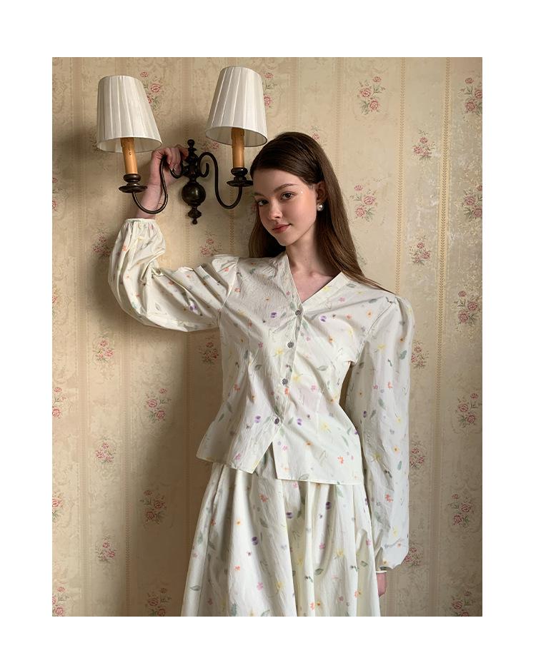 NEWOPEN 2025 Early Spring French Floral A-Line Midi Skirt C3623 – Sweet, Fresh, Age-Reducing Design