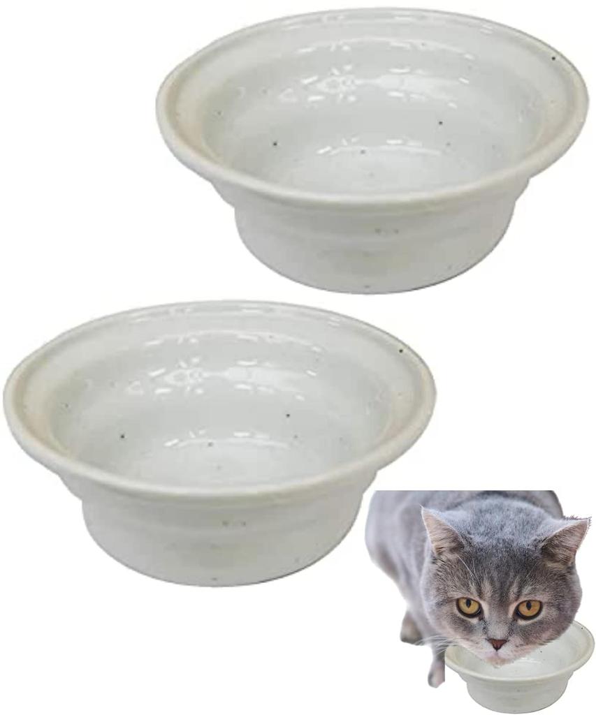 Health Water Bowl Nyan Mug Set of 2 aukatz Cat Water Bowl Cat Dog Pet Ceramic Bowl Plate Bowl (White)