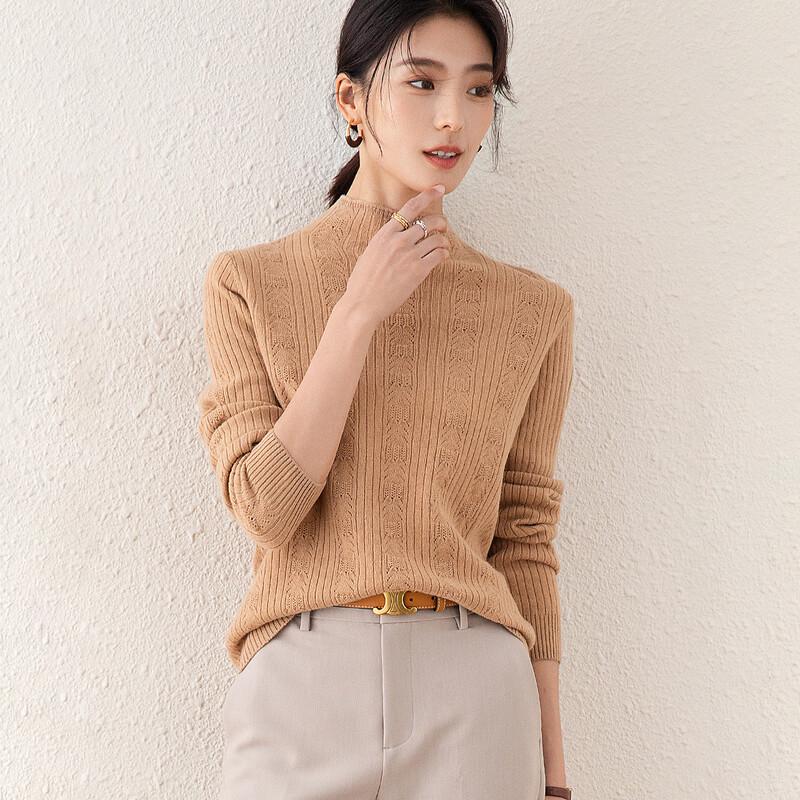 

TUHUANG Women s 100% Wool Mock Neck Knit Sweater XL