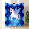 1PC Dreamy Starry Sky Elf Unicorn Printed Blanket Children Adult Blanket Soft and Warm Bedding for Sofa Outdoor Travel Blanket
