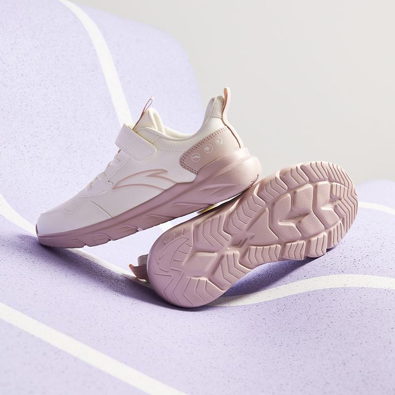 Anta Kids Vitality Simple Versatile Lightweight Shock Absorption Low-Top Running Shoes Kids Sneakers White Pink A22435568-4