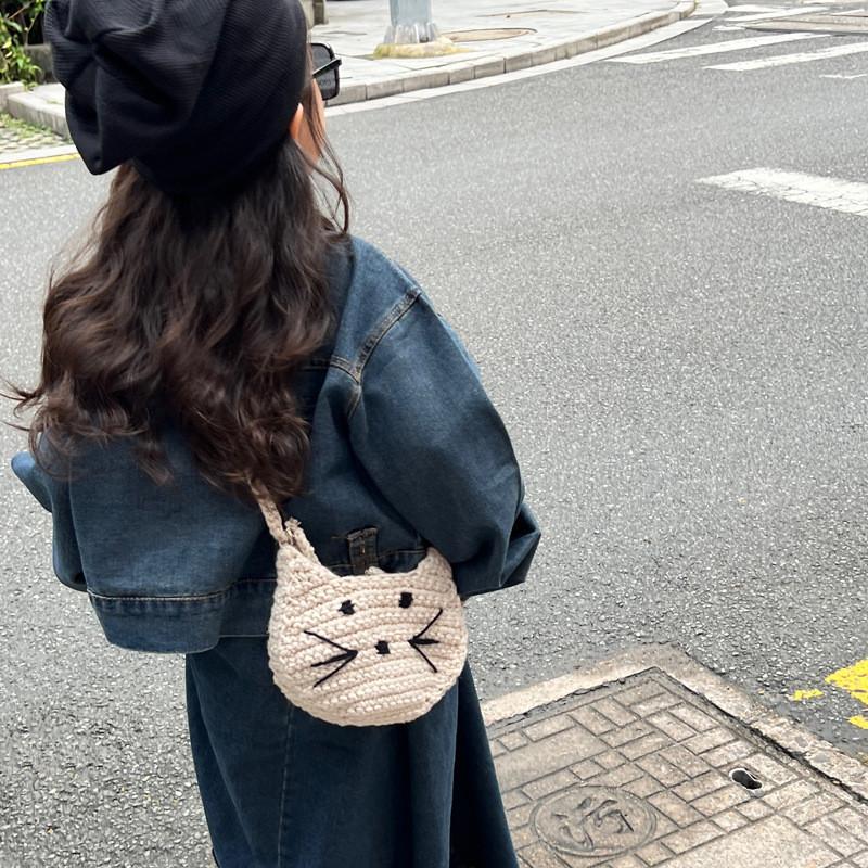 Cute Cartoon Cat Cotton And Linen Handbag For Children Ideal For Daily Use Fashion Accessory