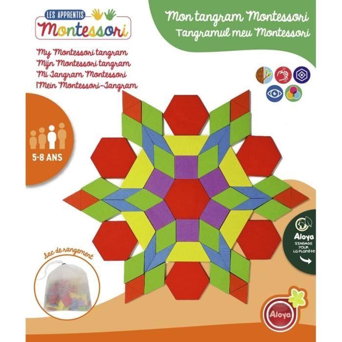 Jeu de société Tangram en bois Aloya - Multicolore - 21x4x24,4 cm