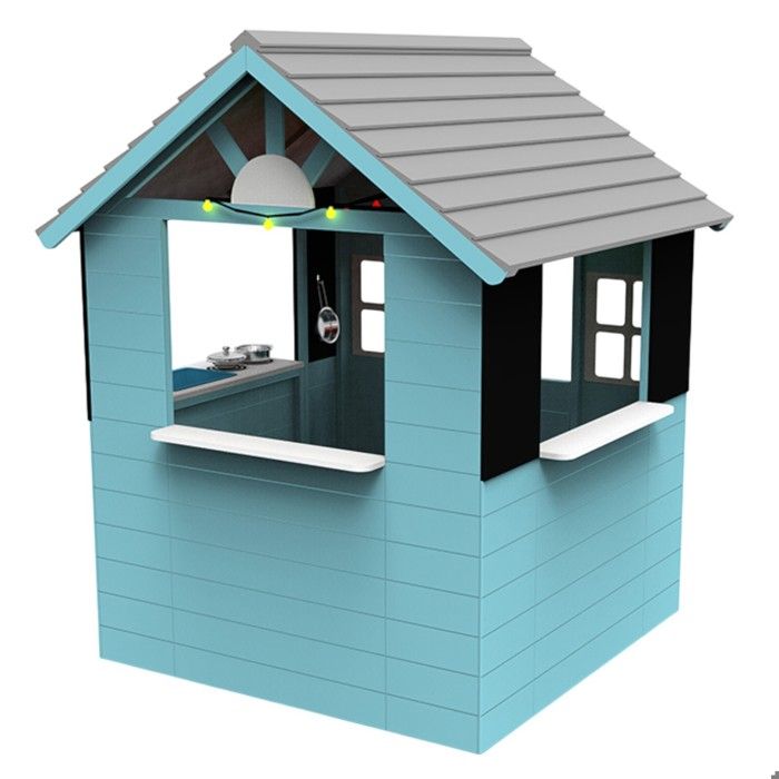 Maison de jeu enfant - GINGER HOME - Cuisine intégrée - Bois de sapin - Extérieur 110×103×137,5 cm
