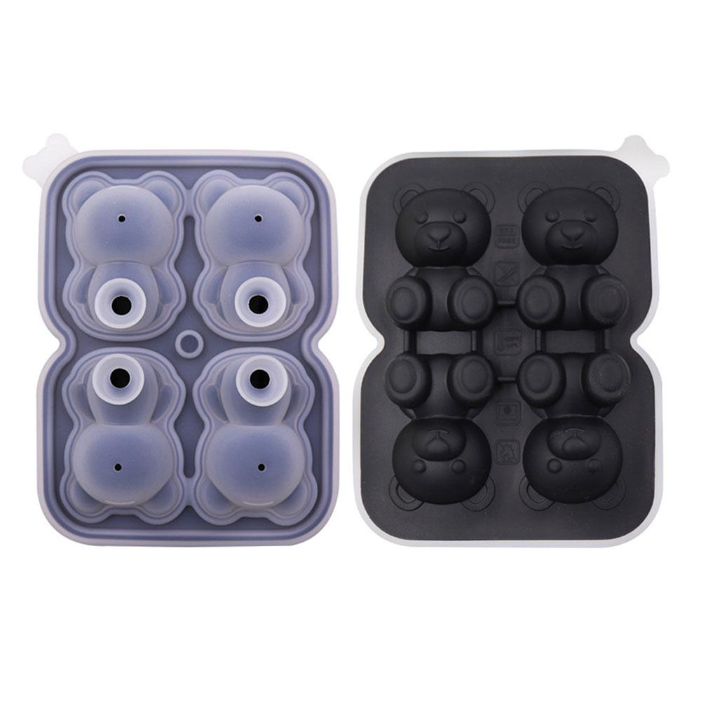 Silicone World DIY 4/2 Cute Bears Shape Ice Cube Silicone Mold Ice Grid Home Kitchen Ice Cream Molds Ice Ball Ice Making Box
