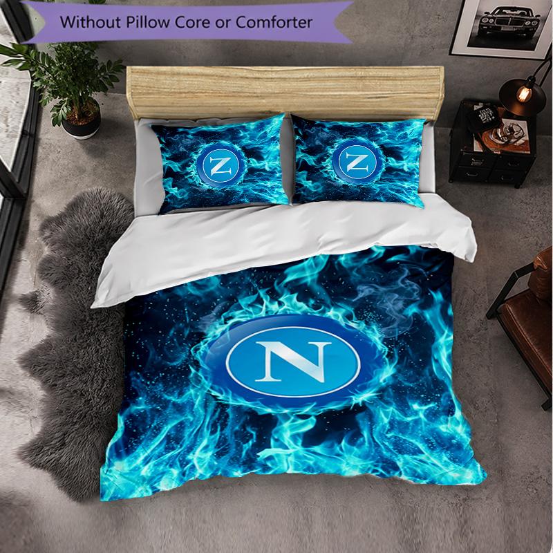 Biancheria da Letto a Tema Napoli FC Set 3 Pezzi Copripiumino Biancheria da Letto Decorativa Per Camera Adolescenti Decorazione Casa