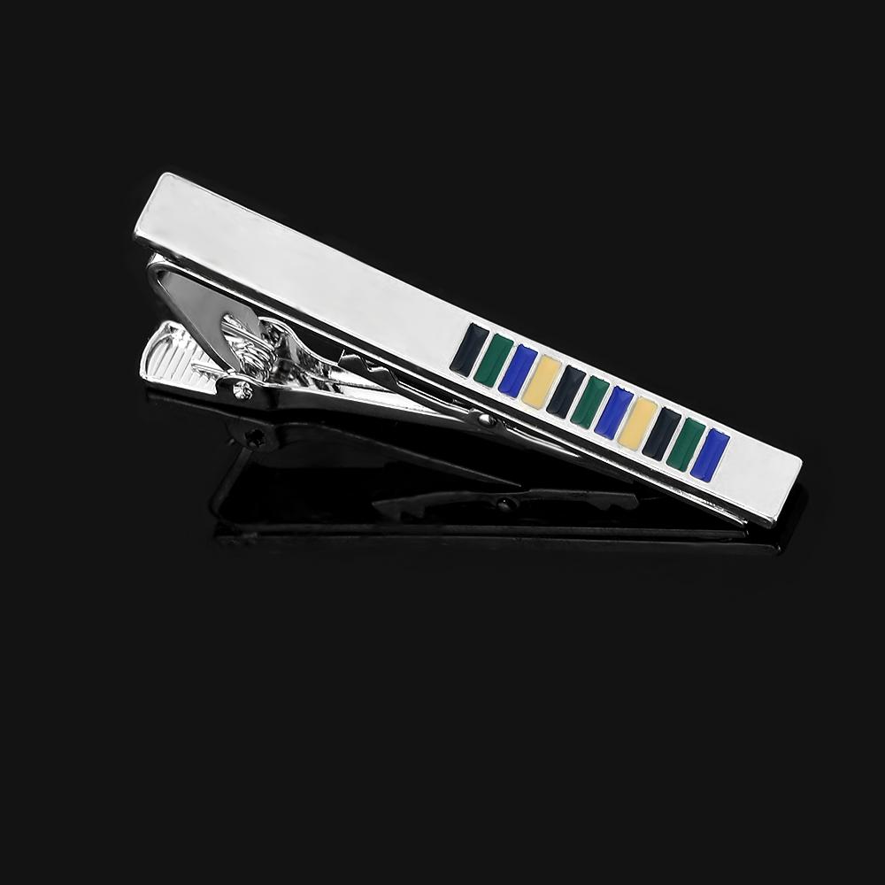 Funny Blue Green Black Colors Stripe Design Tie Clip Mens Formal Party Jewelry Accessories Free Shipping