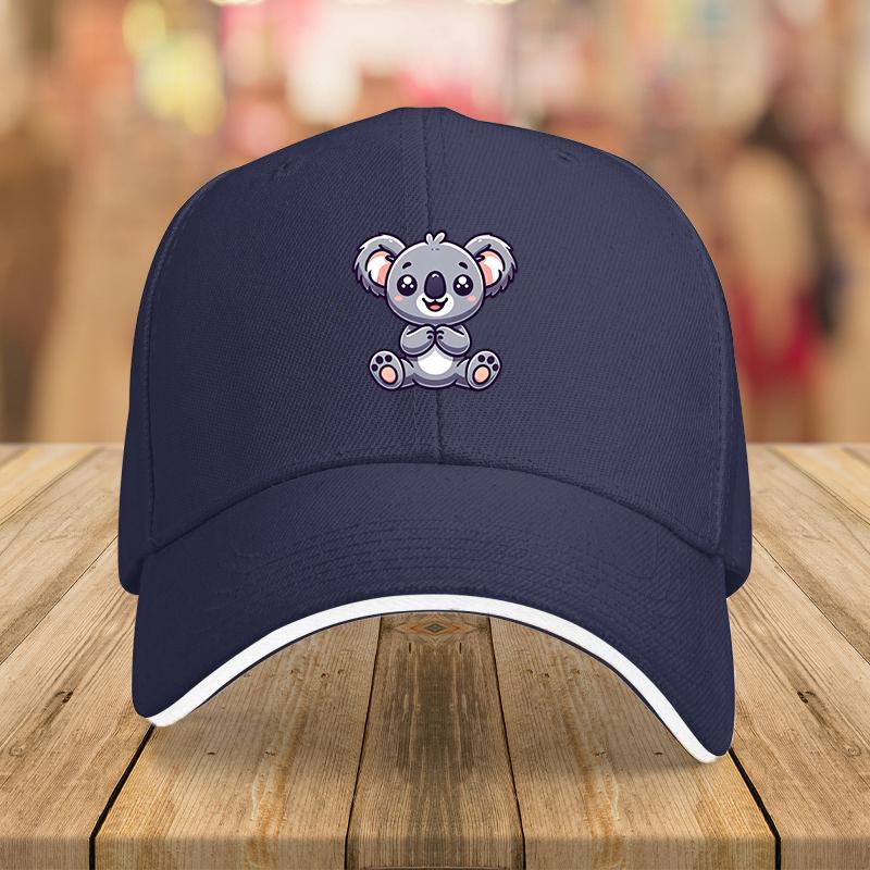 Urocza Czapka Baseballowa z Nadrukiem Koali Unisex Poliestrowa Regulowana Snapback Codzienna Outdoorowa Sportowa Nakrycie Głowy