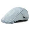 Washed Denim Forward Beret Hat For Women Visors Sun Protection Casual Vintage British Style Cap For Men Gift Latest Summer Blue