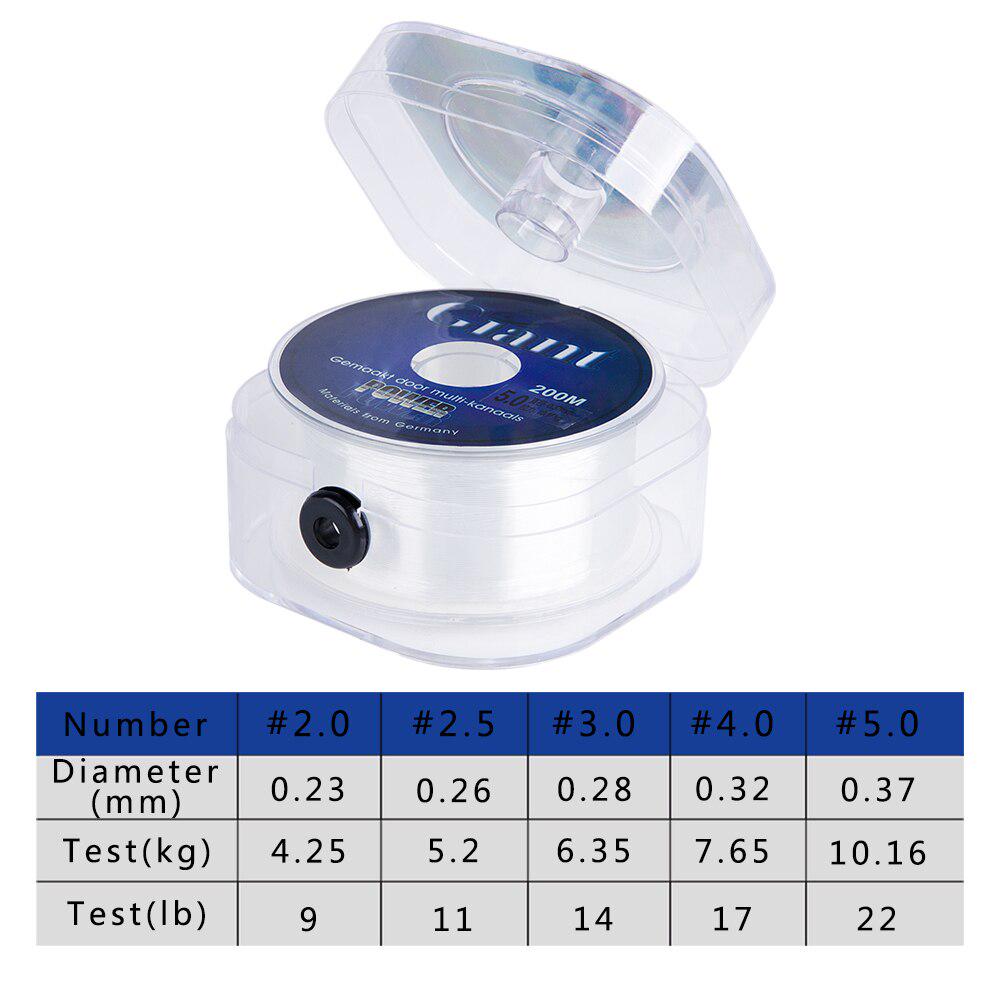 GOTURE 200m Nylon Fishing Line Super Strong TRANSPARENT Monofilament