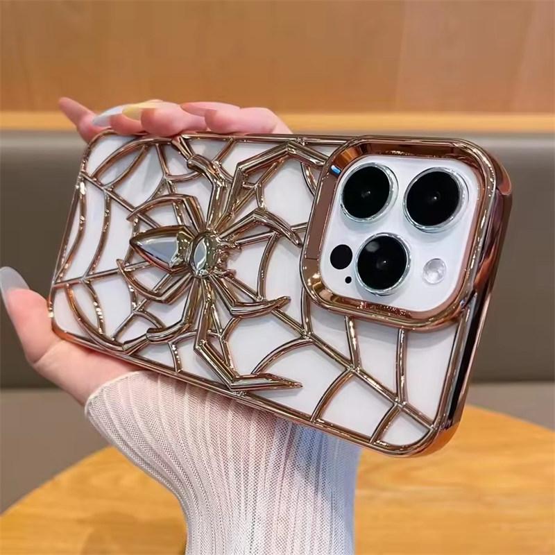 Fashion Hollowed-out Spider Cover For iPhone 16 Pro Max Heat Dissipation Breathable Case For iPhone 15 Pro 14 13 12 11 Soft Cass