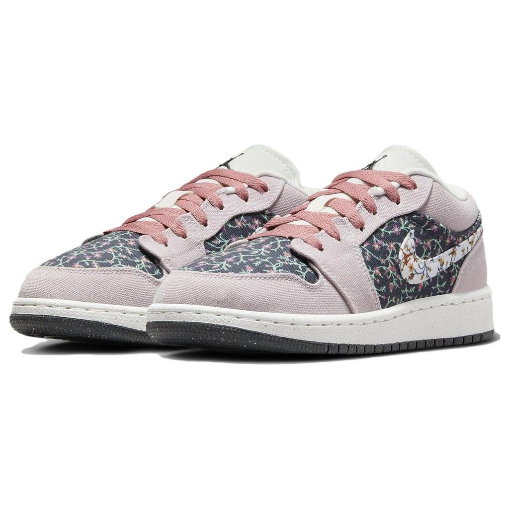 Air Jordan 1 Low SE GS Floral Çocuk Spor Ayakkabı Mor Platin-Mor Antrasit FJ3445-001