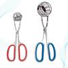 2Pcs Meat Ball Clip Stainless Steel Kitchen Clips Scissor Design Convenient Meatball Maker for Home Restaurant Red S Blue L