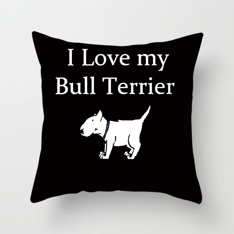 Cartoon Bull Terrier Series Pillow Gift Home Office Decoration Pillow Bedroom Sofa Car Cushion Cover