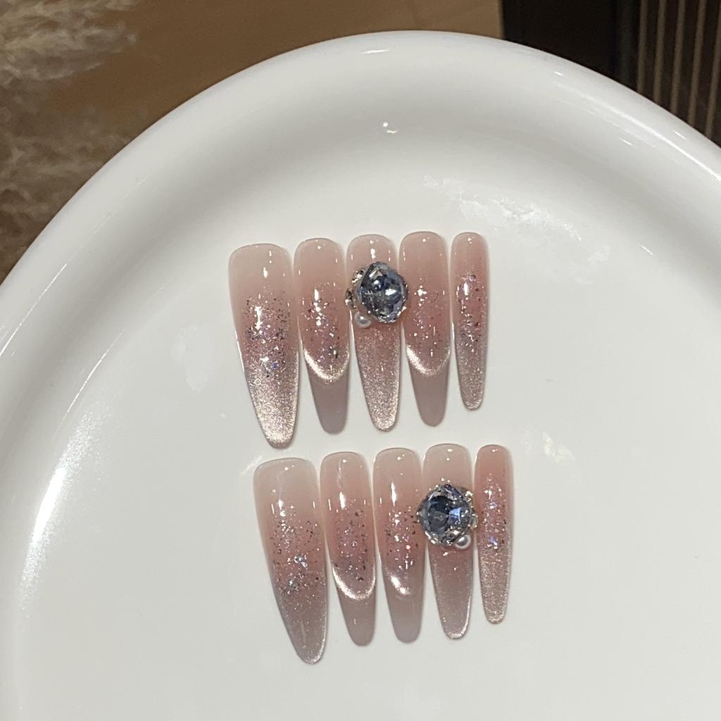 Pure Desire Ice-transparent Pink Smile Cat Eye Sequins Pearl Pile Square Diamond Ambiguous Patch Wear Armor