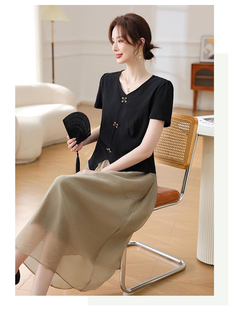 2026 Stylish Summer Dress Set for Middle-Aged and Elderly Women - Plus Size Short Sleeve Outfit