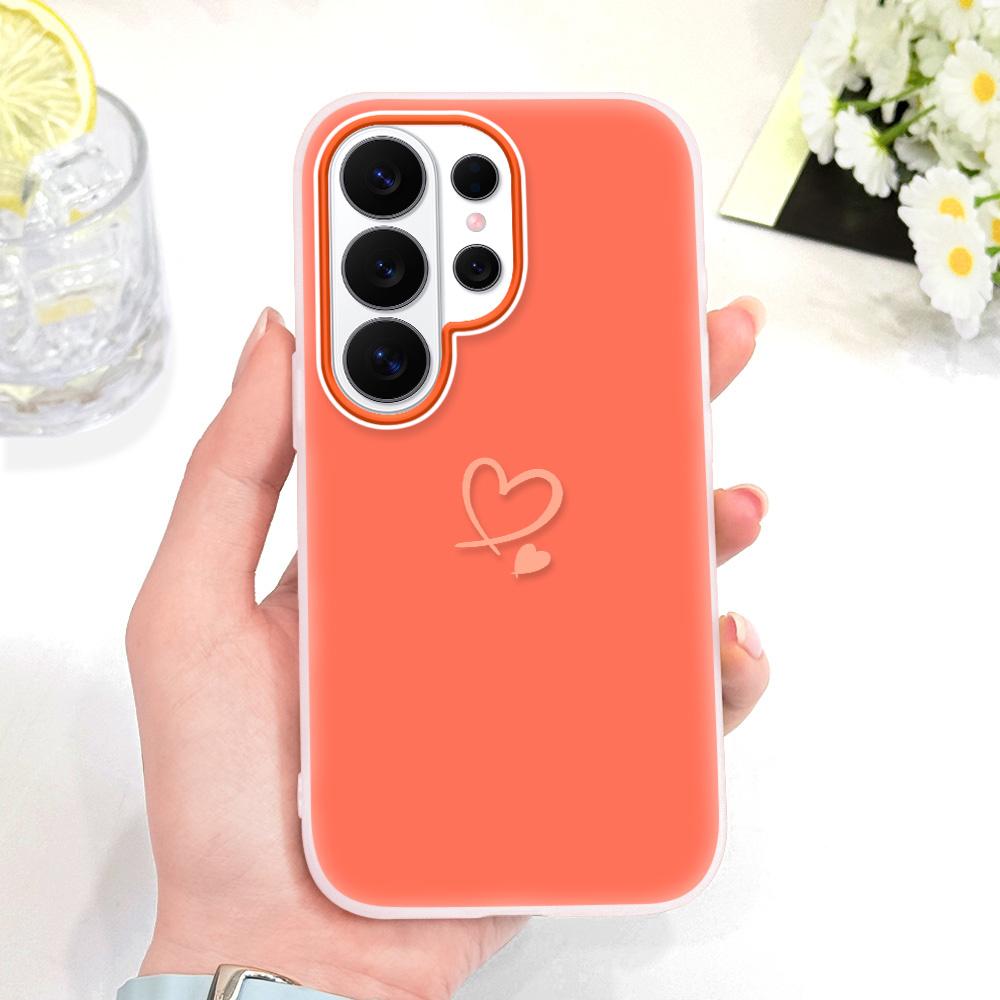 Simple Love Heart Phone Case For Samsung Galaxy S26 S25 S24 S23 Plus Ultra 5G Candy Colored Cover