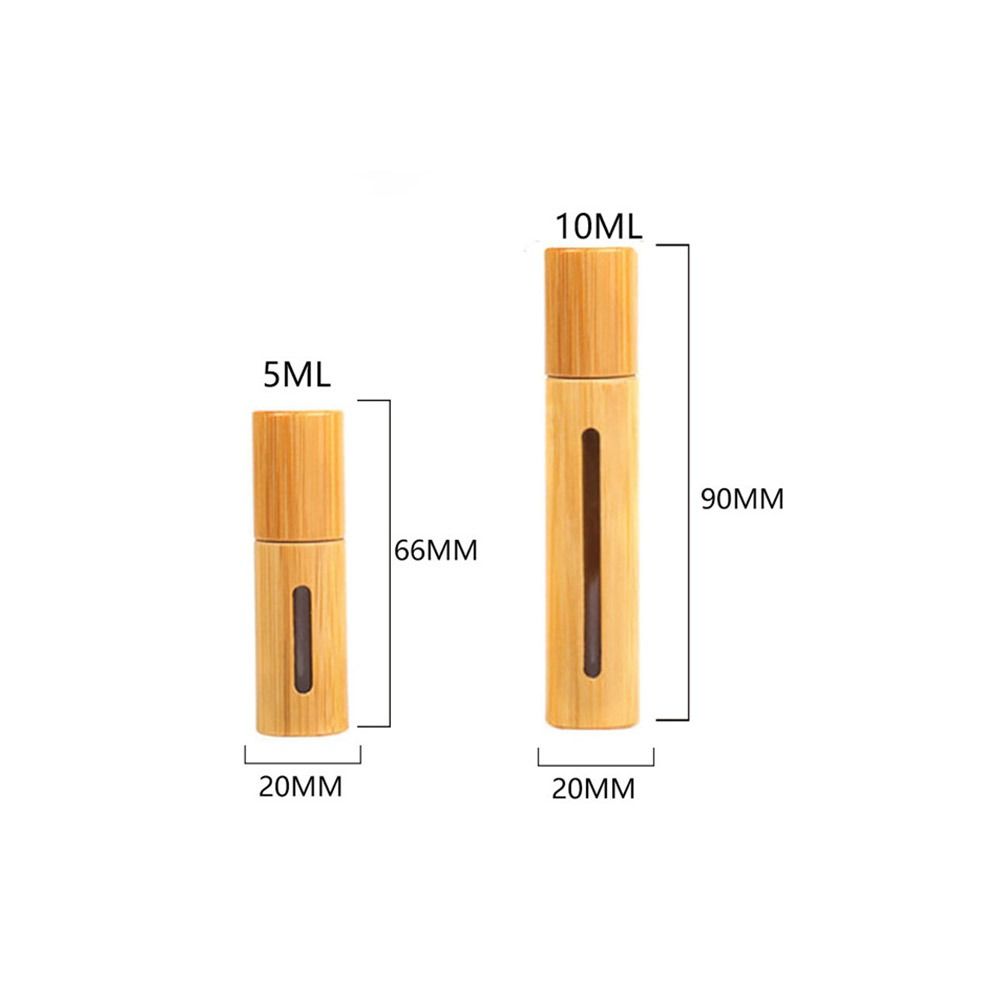 3ml/5ml/10ml/15ml Bamboo Roll on Bottles with Stainless Steel Roller Travel Kit Roller Bottle Portable Mini Refillable Bottles