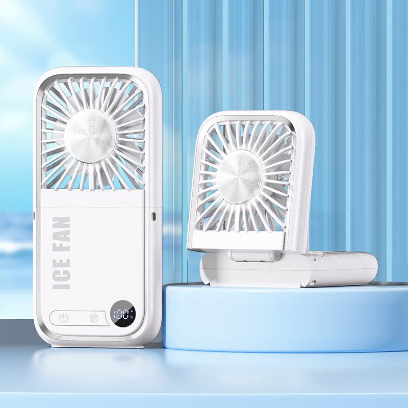 

Foldable Ice Cooling Fan with Semiconductor Refrigeration Handheld Cooler with Power Bank for Home Office Travel Dormitory