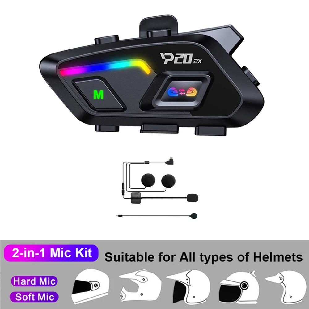 KEBIDUMEI Motorcycle Helmet Headset BT 6.0 500M Half Duplex Intercom Music Sharing IP56 Waterproof 1000mAh With Ambient light