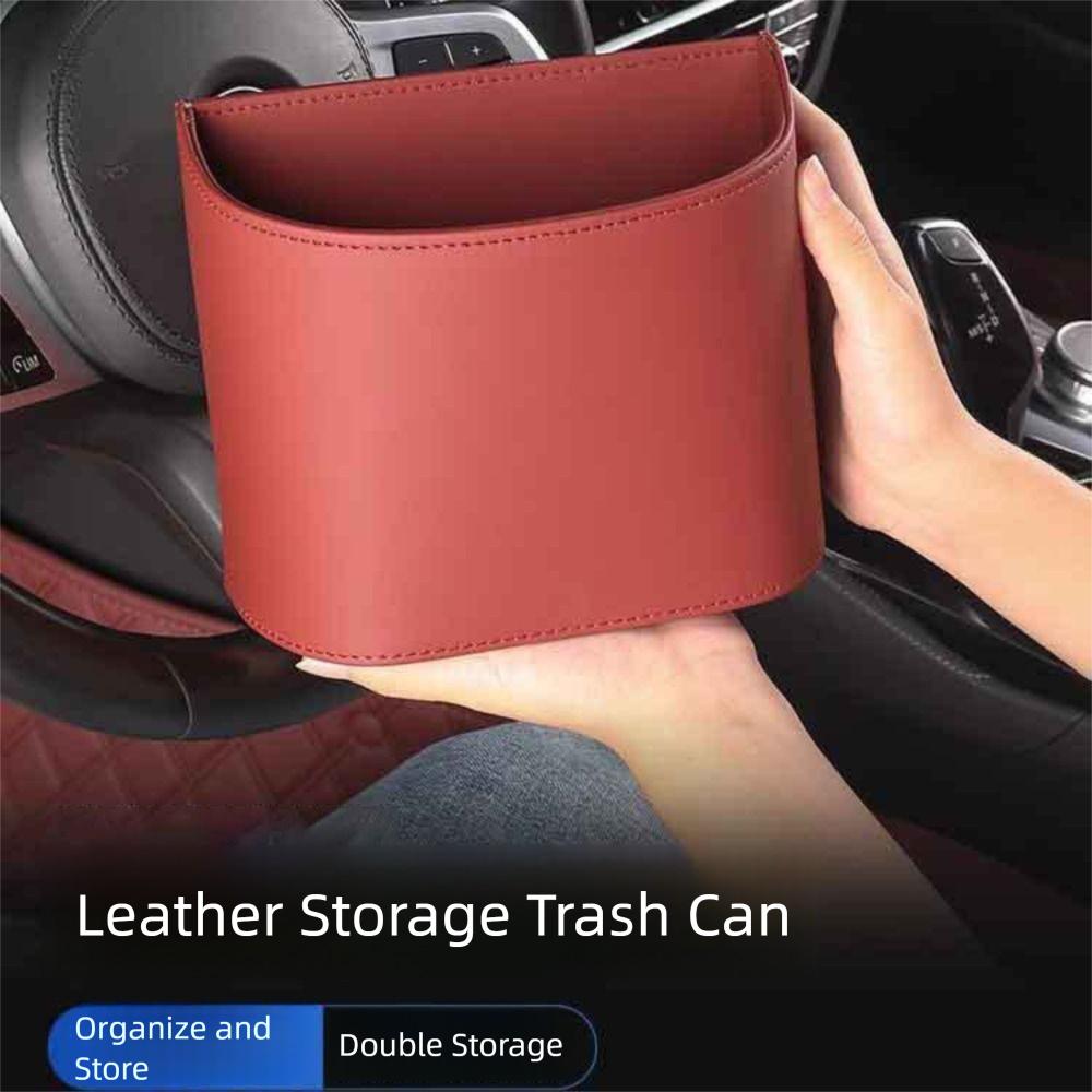 Leather Vehicle Garbage Bin Hanging Rubbish Bucket Car Organizer Car Backseat Storage Box  Sundries