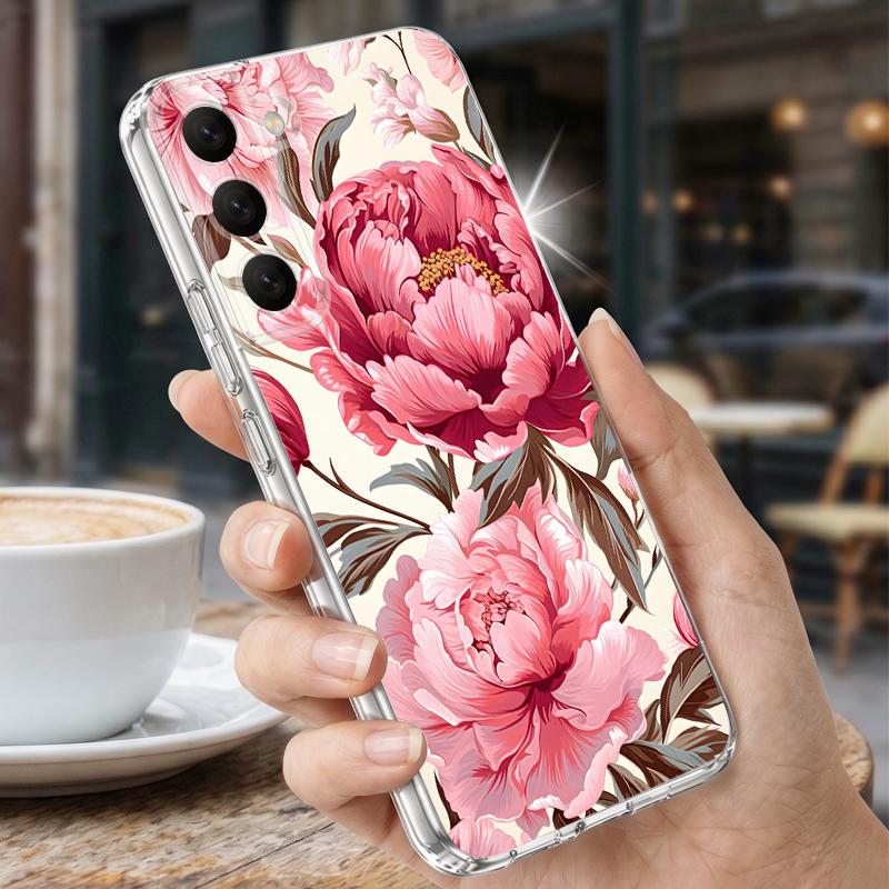 Flowers Leaves Print Case For Samsung S26 Ultra S25 FE S24 S23 S22 Plus S21 A15 A25 A35 A55 A16 A26 A36 A56 A17 A37 A57 5G Clear TPU Soft Cover