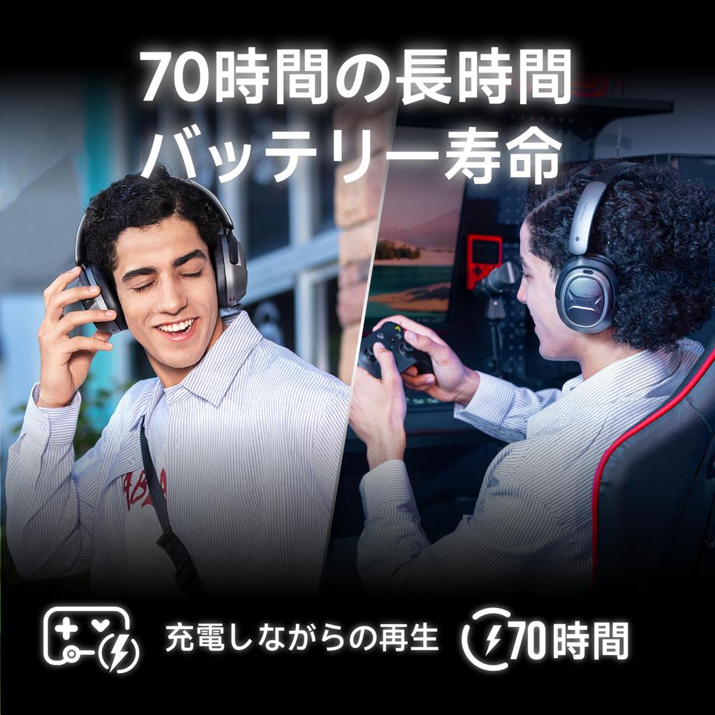 OXS Storm A2 Kabelloses Gaming Aktive Geräuschunterdrückung Bluetooth Low Dual EQ 70 Stunden Akkulaufzeit Kompatibel mit und Schwarzes Headset, Unterdrückung, 5.4, 2.4GHz