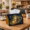 1pc Boho Style Futuristic Sun Tissue Box Holder with a Golden Planet And Cosmic Glow, Featuring an Elegant Fabric Dispenser with Strong Edges And a Wa