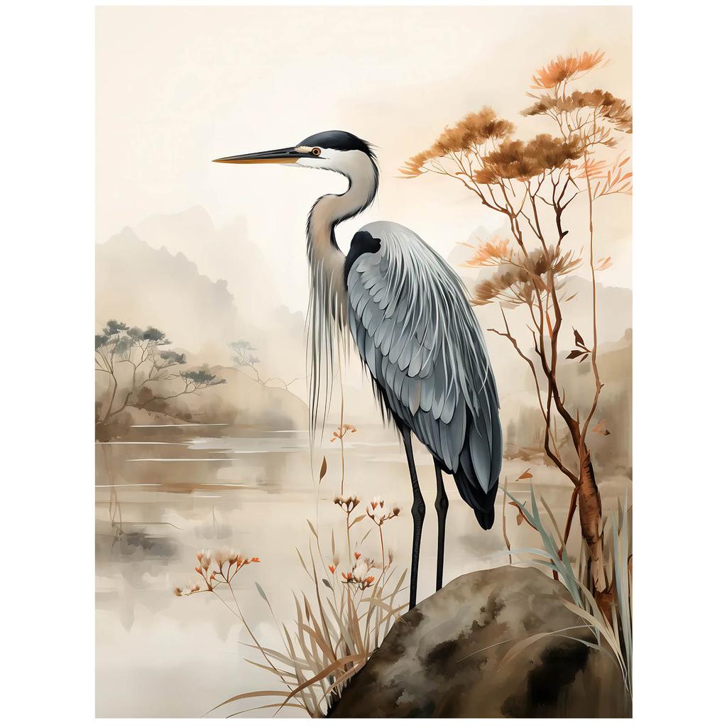 Spacer Nad Mglistym Jeziorem Spacer Nad Mglistym Jeziorem, 70X100 Cm, Rama Drewniana Ciemny Brąz, Papier Matowy 230 Gsm