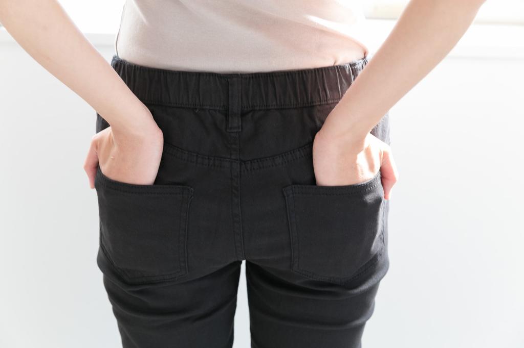 Aspersio Elastic Waist Twill Skinny Stretch Beautiful and Plus Sizes Cotton Sarouel Elastic Cropped Straight Cargo Black Women's Pants, Cotton, 100%