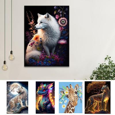1 Set Dier Strass Schilderen met Canvas Boor Gereedschap 5D Volledige Boor DIY Ambachten Strass Art